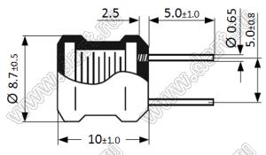 RLB0912-221KL дроссель с аксиальными выводами; L=220,0±10%мкГн (при 1 кГц); I max=0,44А