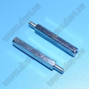 PCHSN-30S стойка шестигранная с внутренней и наружной резьбами; M3x0,5; SW=4,8мм; L=30,0мм; сталь оцинкованная