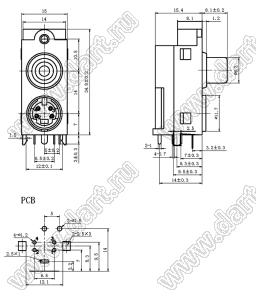 AV-MDC-401 блок гнезда RCA и мини-DIN 4 контакта