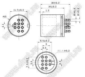 DSCT-10-07M розетка DIN; 10-конт.