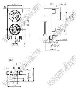 AV-MDC-412 блок гнезда RCA и мини-DIN 4 контакта