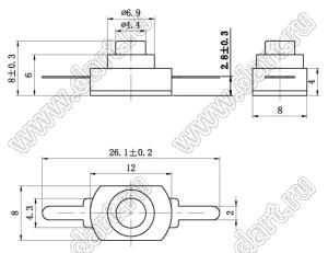 KAN8-001G кнопочный переключатель; 8x8x12мм (HxWxL)