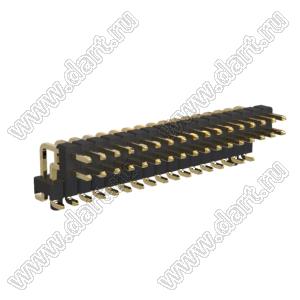 BL1215-2217M-PG штыри двухрядные SMD горизонтальные угловые с двойным изолятором с направляющими в плату; шаг 2.54мм; H=1.5мм; 2x17-конт.