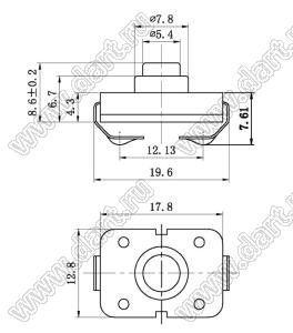 KAN8-108-18 кнопочный переключатель; 8,6x12,8x17,8мм (HxWxL)