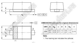 BAS516  (SOD-523) диод SMD ключевой; Io=250мА; Vr (max)=75В (макс.); VF=1,25В; IR=1,000мкА