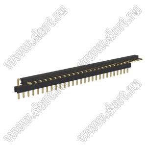BL1217-2128R2 штыри однорядные угловые с двойным изолятором, тип R2; шаг 2.54мм; H=1.7мм; 28-конт.