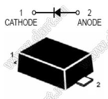 BAS16X (SOD-523) диод SMD ключевой; Io=200мА; Vr (max)=75В (макс.); VF=1,25В; IR=1,000мкА