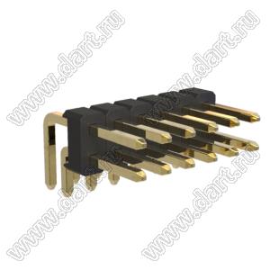 BL1225-1206R1 штыри двухрядные угловые, тип R1; шаг 2.54мм; H=2.5мм; 2x6-конт.