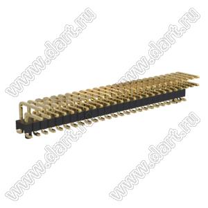 BL1215SM-1225PG-1.5 штыри двухрядные SMD горизонтальные угловые с двойным изолятором с направляющими в плату; 2x25-конт.