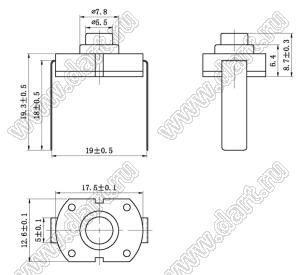 KAN8-107L кнопочный переключатель; 8,7x12,6x17,5мм (HxWxL)