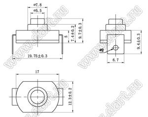 KAN8-105 кнопочный переключатель; 10x12,5x17мм (HxWxL)