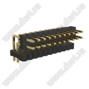 BL1225-2211R штыри двухрядные угловые с двойным изолятором; 2x11-конт.