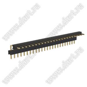 BL1225-2124R2 штыри однорядные угловые с двойным изолятором, тип R2; шаг 2.54мм; H=2.5мм; 24-конт.