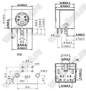 MDC-4-03 розетка угловая на плату мини DIN, 4 контакта