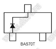 BAS70T (SOT-523) диод Шоттки для поверхностного (SMD) монтажа; VRRM=70В; IFM=70мА; VFM=0,41В (при IF=1мА); Tраб. -55...+125°C; маркировка 7C