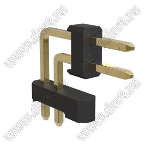 BL1225-2201R штыри двухрядные угловые с двойным изолятором; 2x1-конт.