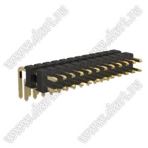 BL1225-2212R1 штыри двухрядные угловые с двойным изолятором, тип R1; шаг 2.54мм; H=2.5мм; 2x12-конт.