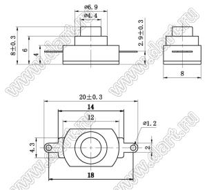 KAN8-001D кнопочный переключатель; 8x8x12мм (HxWxL)