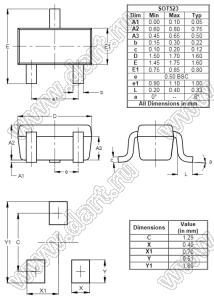 BAT54AT (SOT-523) диодная сборка SMD, два диода Шоттки с общим анодом; IF(AV)=200мА; VR=30В