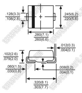 S5DC (SMC/DO-214AB) диод выпрямительный общего назначения 200V / 5A для поверхностного (SMD) монтажа  в корпусе SMC/DO-214AB