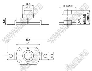 KAN8-104D кнопочный переключатель; 10x12,5x17мм (HxWxL)