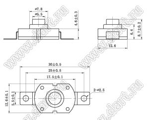 KAN8-107B кнопочный переключатель; 8,7x12,6x17,5мм (HxWxL)