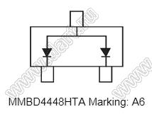 MMBD4448HTA (SOT-523) диод SMD ключевой; Io=250мА; Vr (max)=80В (макс.); VF=1,25В; IR=0,1мкА