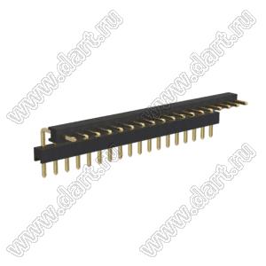 BL1217-2118R2 штыри однорядные угловые с двойным изолятором, тип R2; шаг 2.54мм; H=1.7мм; 18-конт.