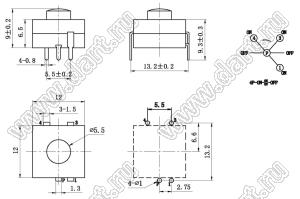 KAN6-401 кнопочный переключатель; 9x12x12мм (HxWxL)