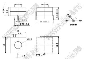KAN8-201 кнопочный переключатель; 9x12x12мм (HxWxL)