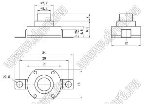 KAN8-005A кнопочный переключатель; 8x8x12мм (HxWxL)