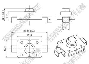 KAN8-108-30 кнопочный переключатель; 8,8x12,8x17,8мм (HxWxL)