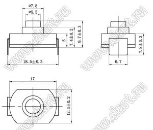 KAN8-105B кнопочный переключатель; 10x12,5x17мм (HxWxL)