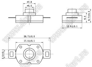 KAN8-107D-1 кнопочный переключатель; 8,7x12,6x17,5мм (HxWxL)