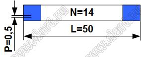 BLFPC P0,5 14PIN 50mm шлейф плоский сверхтонкий FFC/FPC; 14; длина 50мм; контакты на одной поверхности