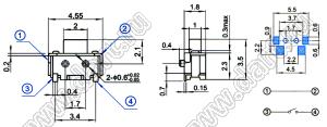 TST2435 кнопка тактовая; 2x4x3.5мм