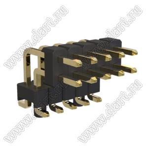 BL1220-2205M-PG штыри двухрядные SMD горизонтальные угловые с двойным изолятором с направляющими в плату; шаг 2.54мм; H=2.0мм; 2x5-конт.