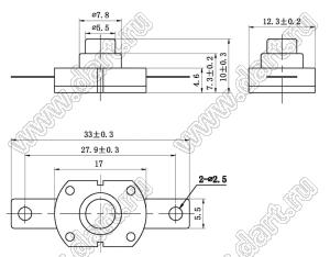 KAN8-104 кнопочный переключатель; 10x12,5x17мм (HxWxL)