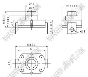 KAN8-104A кнопочный переключатель; 10x12,5x17мм (HxWxL)