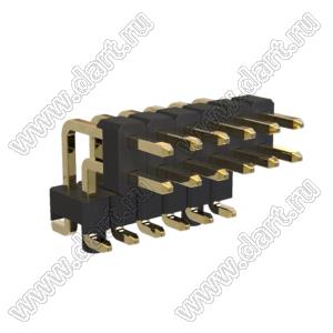 BL1215-2206M-PG штыри двухрядные SMD горизонтальные угловые с двойным изолятором с направляющими в плату; шаг 2.54мм; H=1.5мм; 2x6-конт.