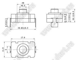 KAN8-008C кнопочный переключатель; 10,5x12x18мм (HxWxL)