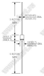 RL104/1N4004A (A-405) диод кремниевый; V PRM=400В (макс.)