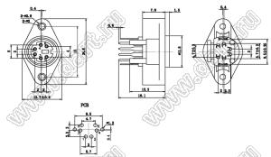 MDC-6-09A гнездо мини-DIN прямое на плату и корпус, 6 контактов