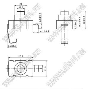 KAN8-008G кнопочный переключатель; 13x12x18мм (HxWxL)