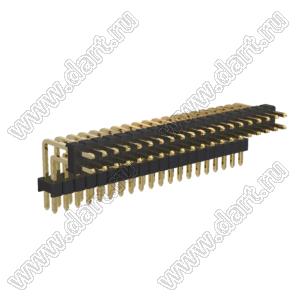 BL1220-2220R2 штыри двухрядные угловые с двойным изолятором, тип R2; шаг 2.54мм; H=2.0мм; 40-конт.
