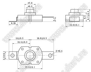 KAN8-107J кнопочный переключатель; 8,7x12,6x17,5мм (HxWxL)