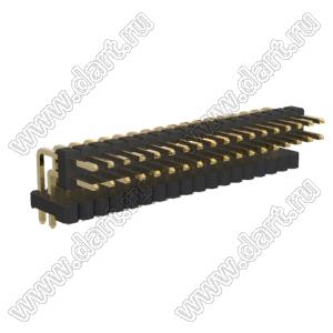 BL1225-2218R штыри двухрядные угловые с двойным изолятором; 2x18-конт.