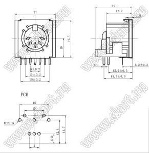 DS-5-03A-05-02 розетка (гнездо) DIN на плату угловая; 5-конт.