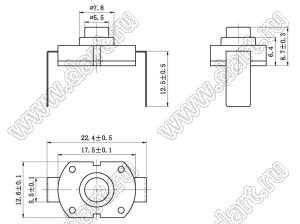 KAN8-107C кнопочный переключатель; 8,7x12,6x17,5мм (HxWxL)