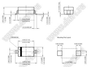 1N4448W (SOD-123) диод SMD ключевой; Io=250мА; Vr (max)=75В (макс.); VF=1,25В; IR=2,5мкА